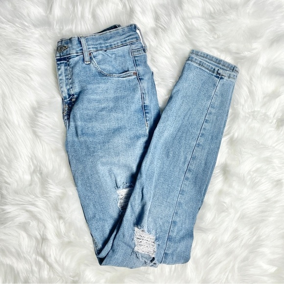 ✨ TopShop Moto Jamie Super Rip Distressed High Waist Skinny Jeans Size 28x32 - Picture 3 of 6